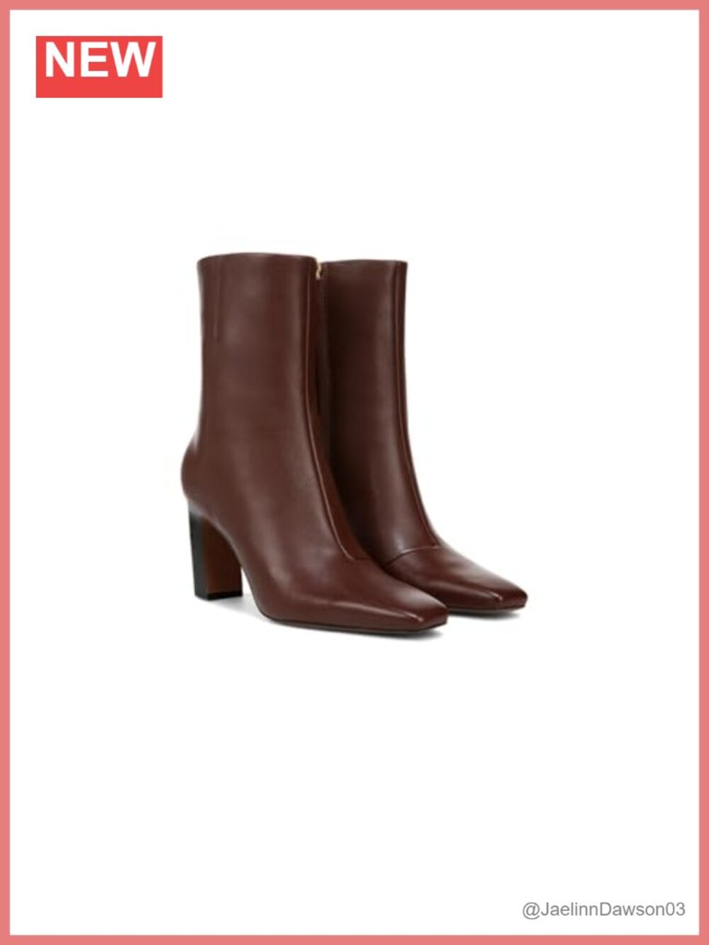 Women's Leather Mid-Calf Boots Pointed Toe Block Heel Zip